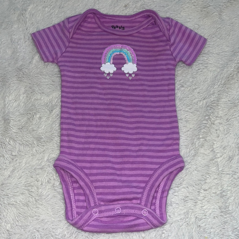(3 for $10) PEKKLE rainbow bodysuit baby girl clothing